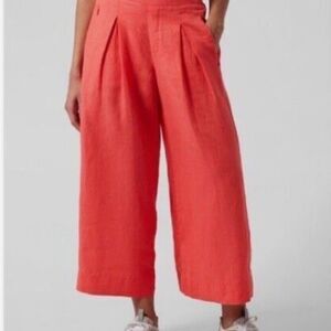 Athleta Playa Linen Wide Leg Crop Pant NEW size 4 tall Coral